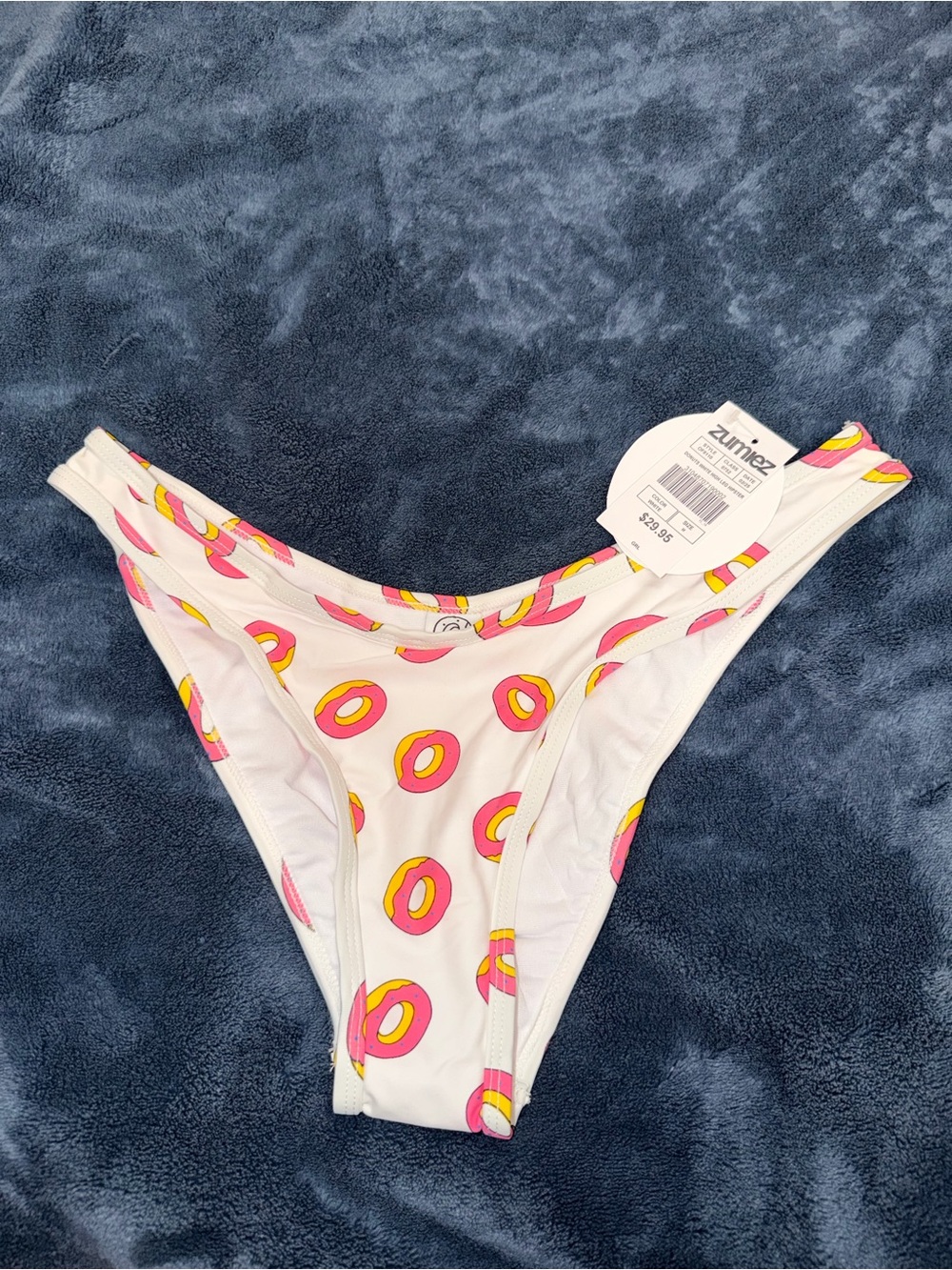 Zumiez White Bikini Bottoms with Pink and Yellow Donut Print